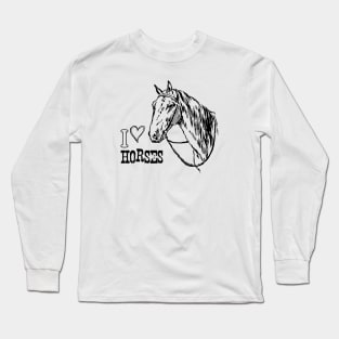 Horse Head with Text Long Sleeve T-Shirt